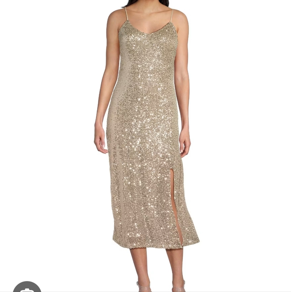 Chelsea & Violet Cream Sequin Sheath Dress Coctail Bridal Prom Formal